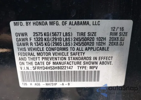 2017 Acura Mdx Technology Package z USA, uszkodzony, nr VIN 5FRYD4H53HB022147